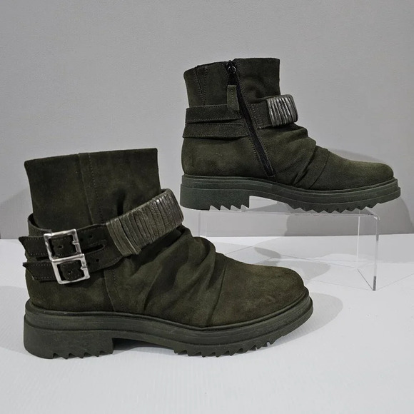Miz Mooz Fanley Ankle Boot Womens EU 40 Forest Green Suede Slouchy Combat NEW - Picture 3 of 13